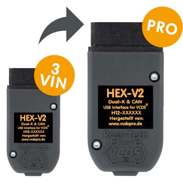 VIN Erweiterung inkl. Umregistrierung HEX-V2 3 VIN auf HEX-V2 Professional